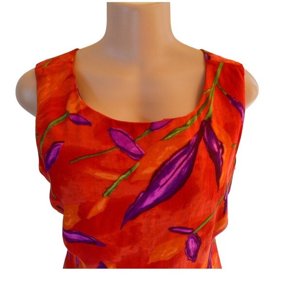 Dress Barn Orange Sleeveless Long Midi Rayon Dress with Side Slit Rayon Size 12 - Picture 4 of 14